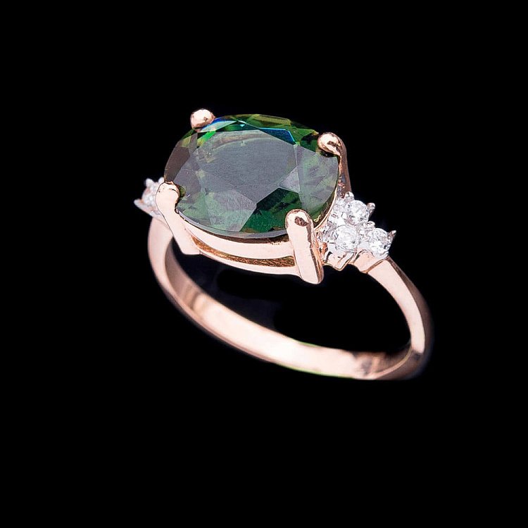 Золотое кольцо с празиолитом к03062 от ювелирного магазина Оникс