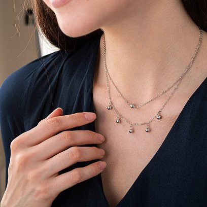 Серебряное колье "Шарики" 181135 №3