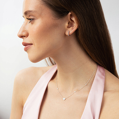 Золотое колье "Сердечко" с бриллиантами колб0203ri №2