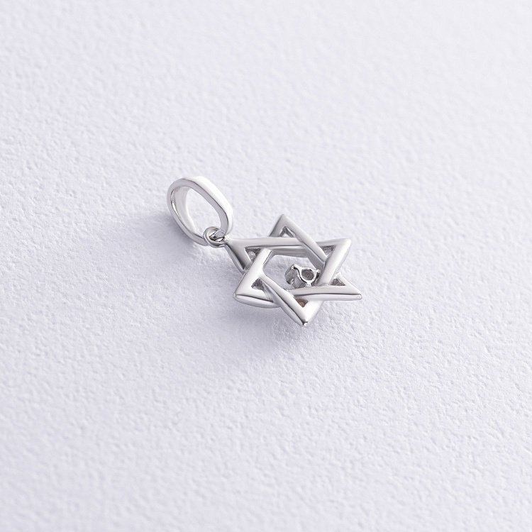 Серебряная подвеска "Звезда Давида" с фианитом 133043 от ювелирного магазина Оникс - 2