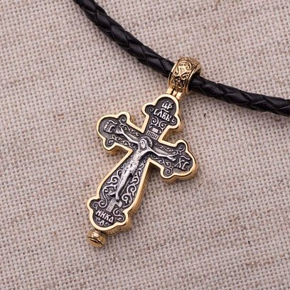 Серебряный крестик-мощевик с распятием 132497 №4