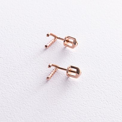 Серьги - пусеты "Акцент" с фианитами (красное золото) с08473 №4