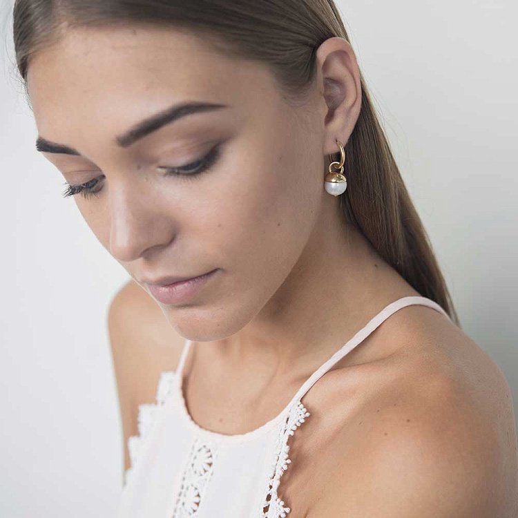 Золотые серьги с культивированным пресноводным жемчугом с03227 от ювелирного магазина Оникс - 3