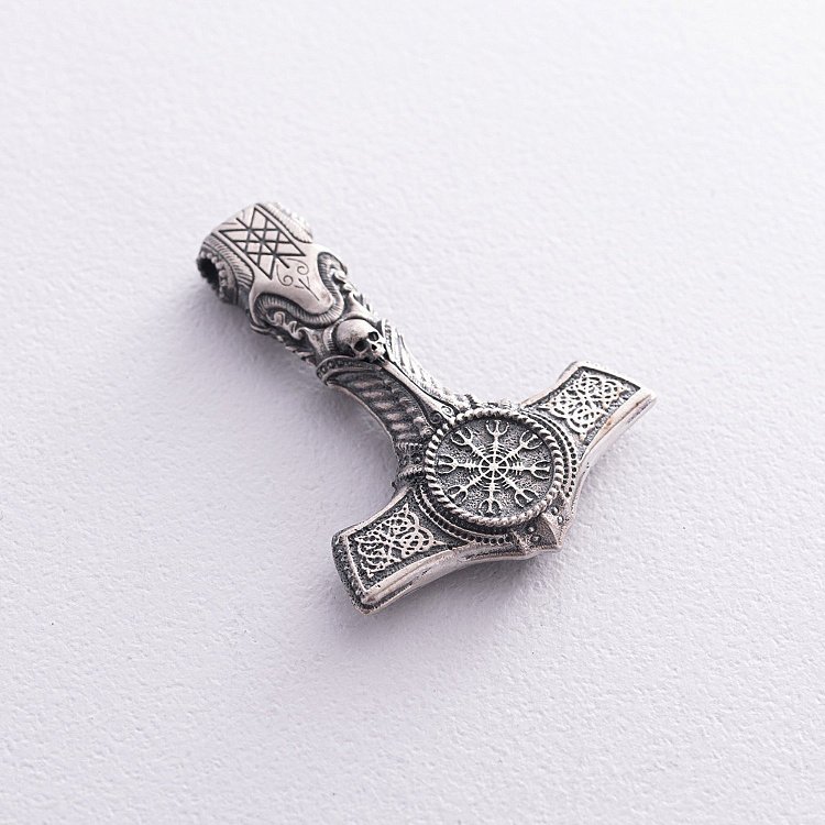 Серебряный кулон - молот "Шлем Ужаса с черепом" 7043 от ювелирного магазина Оникс - 9