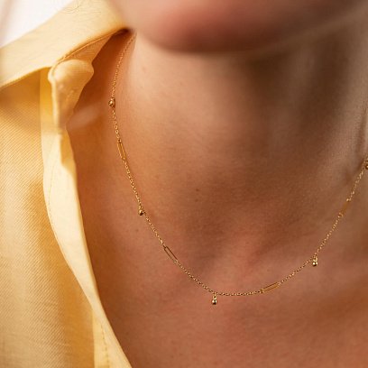 Колье с шариками в желтом золоте кол02384 №4