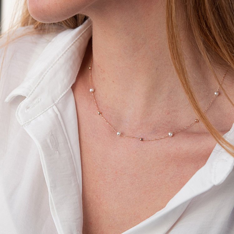 Золоте кольє "Кульки" з перлами кол02029 від ювелірного магазину Онікс - 2