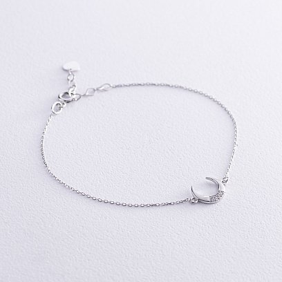 Браслет "Лунница" в белом золоте (фианиты) б05095