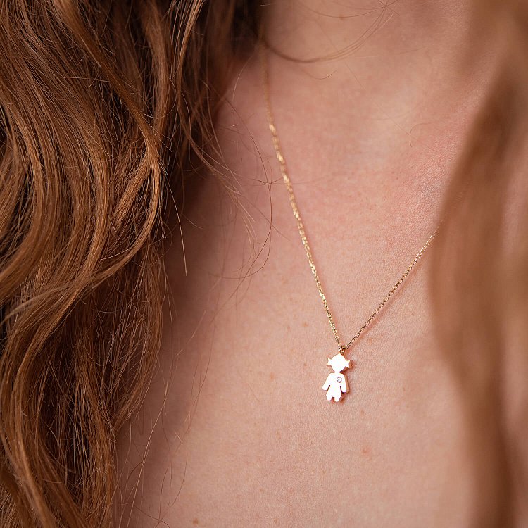 Кольє "Дівчинка" у жовтому золоті (фіаніт) кол02197 від ювелірного магазину Онікс - 1