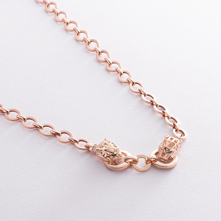 Кольє "Пантера" у червоному золоті (фіаніти) кол02441 від ювелірного магазину Онікс - 4