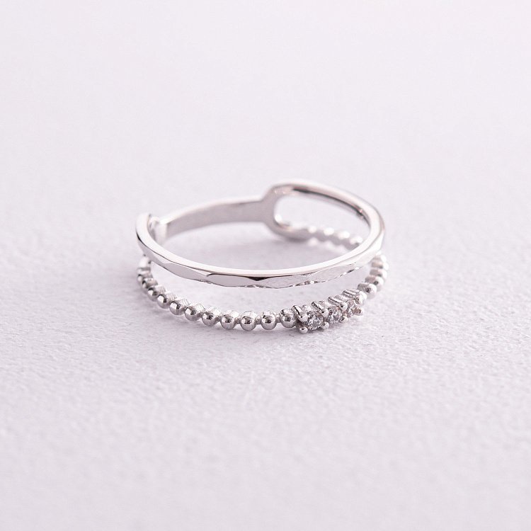 Двойное кольцо "Мириам" с фианитами (белое золото) к07118 от ювелирного магазина Оникс