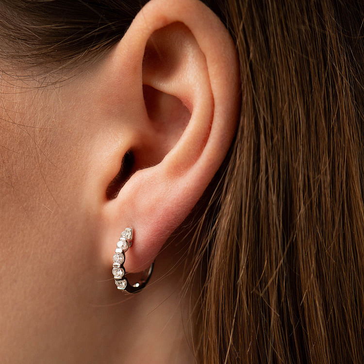 Золотые серьги - кольца с бриллиантами сб0610mi от ювелирного магазина Оникс - 3