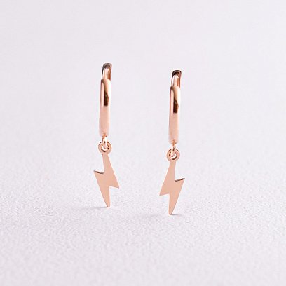 Серьги - кольца "Молнии" в красном золоте с08040