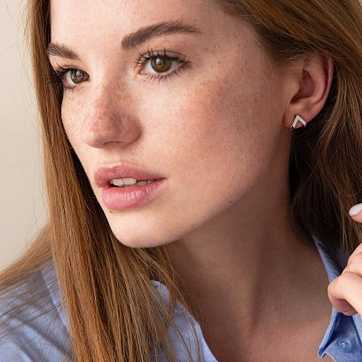 Золотые серьги - пусеты "Акцент" с07519 №5