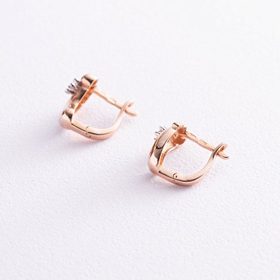 Золотые серьги "Ножки" (фианиты) с03529 №4