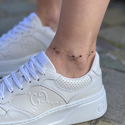 Золотой браслет "Сердечки" на ногу (фианиты) б04884 №6