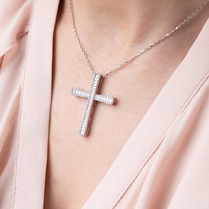 Золотой крестик с бриллиантами пб0167са №3