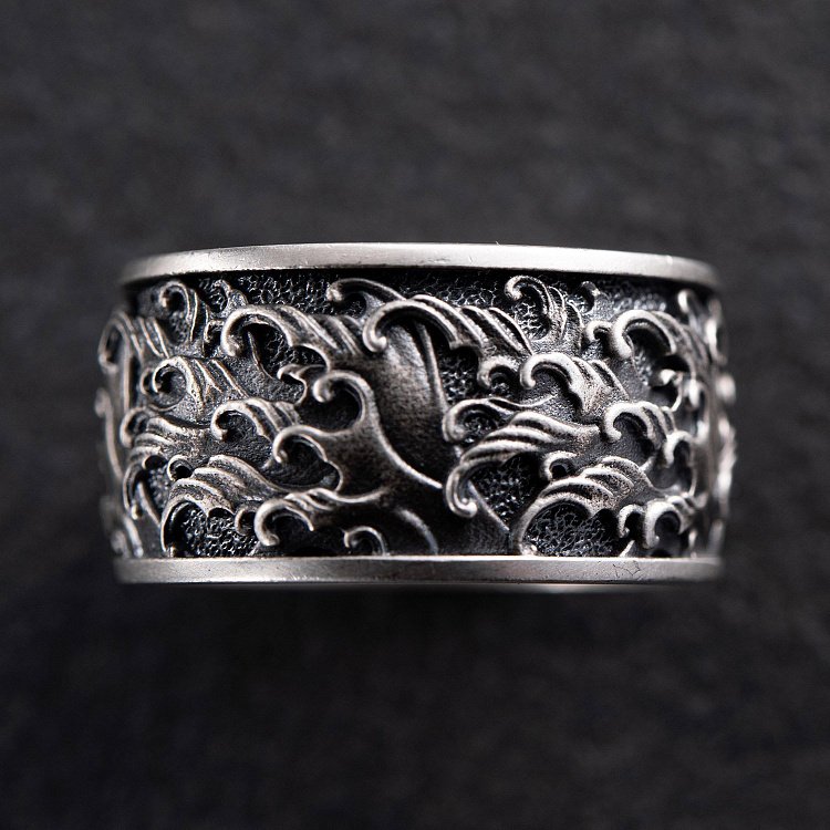 Серебряное кольцо "Японская волна" 7026 от ювелирного магазина Оникс - 6