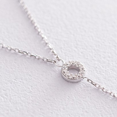 Кольє "Кружечки" в білому золоті (фіаніти) кол01825 №3