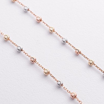 Серьги "Шарики на цепочке" (красное, желтое, белое золото) с09373 №2