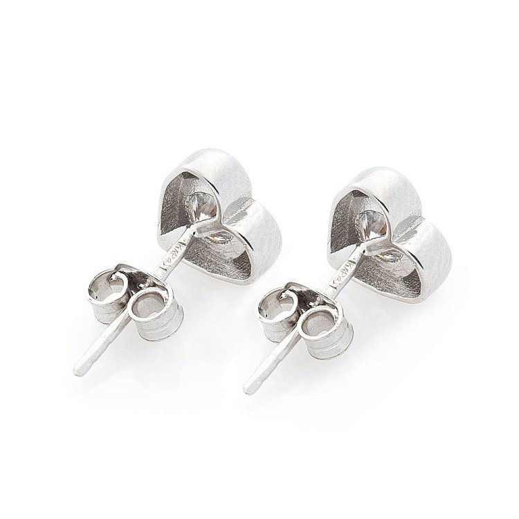 Золоті сережки-пусети "Серця" з фіанітами с01066 від ювелірного магазину Онікс - 3