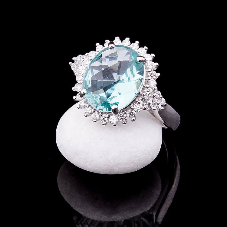 Каблучка з блакитними фіанітами к7 - 2 Каблучка з блакитними фіанітами к7 від ювелірного магазину Онікс - 2