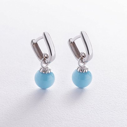 Серьги с бирюзой (белое золото) с08549