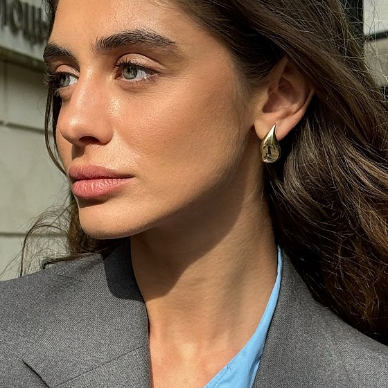 Сережки "Megan" у жовтому золоті (Small) с09085 №2