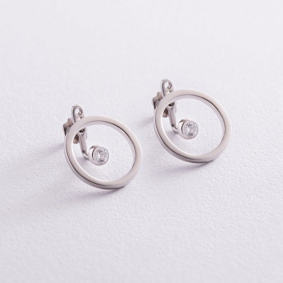 Серебряные серьги - джекеты "Грейс" с фианитами 902-01195 №2