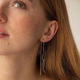 Серьги - протяжки "Завиток" из красного золота с08333