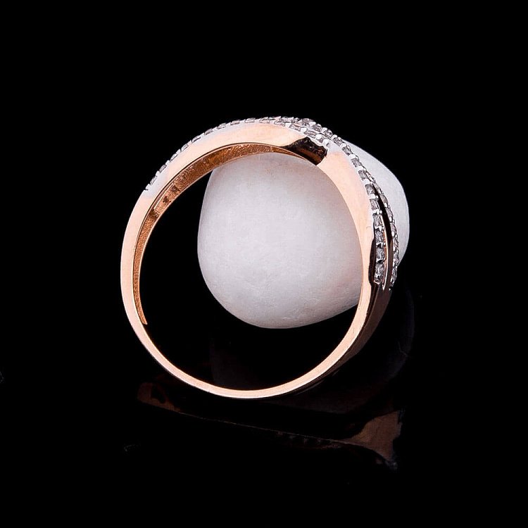 Золотое кольцо с фианитами к03955 от ювелирного магазина Оникс - 2