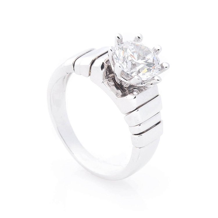 Золота каблучка з фіанітом к01886 від ювелірного магазину Онікс