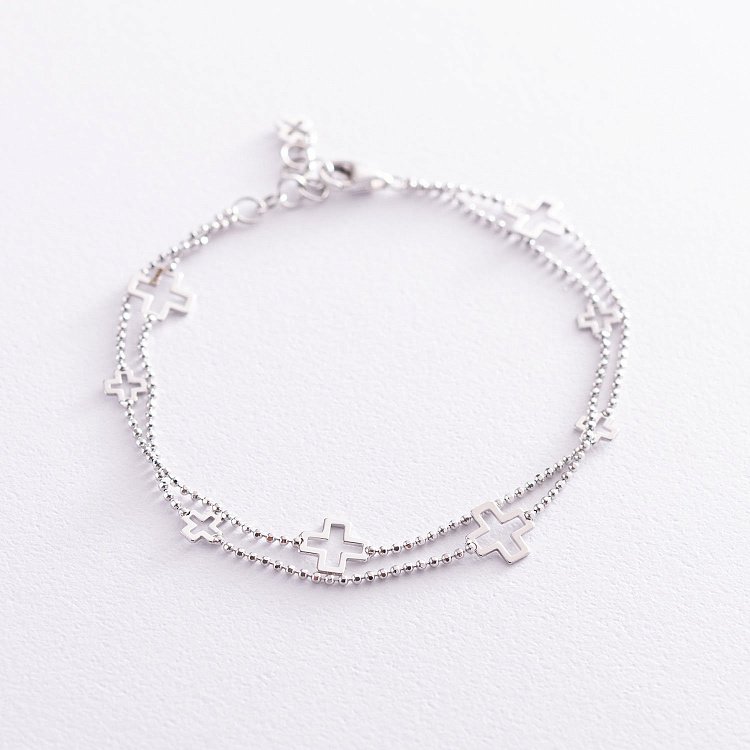 Браслет "Хрестики" в білому золоті б04523 від ювелірного магазину Онікс