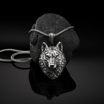 Серебряный кулон "Дикий волк" 133195