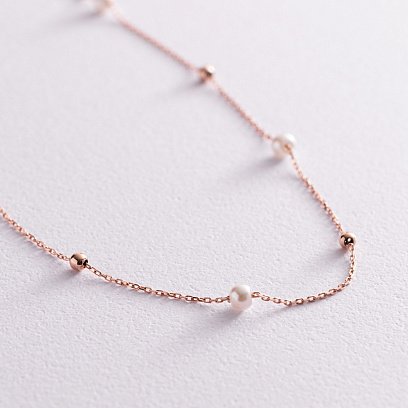 Золоте кольє "Кульки" з перлами кол02029 №4