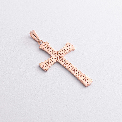 Крестик в красном золоте (фианиты) п04041 №2