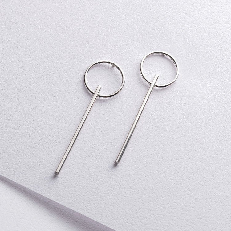 Срібні сережки - пусети "Геометрія" 122995 від ювелірного магазину Онікс