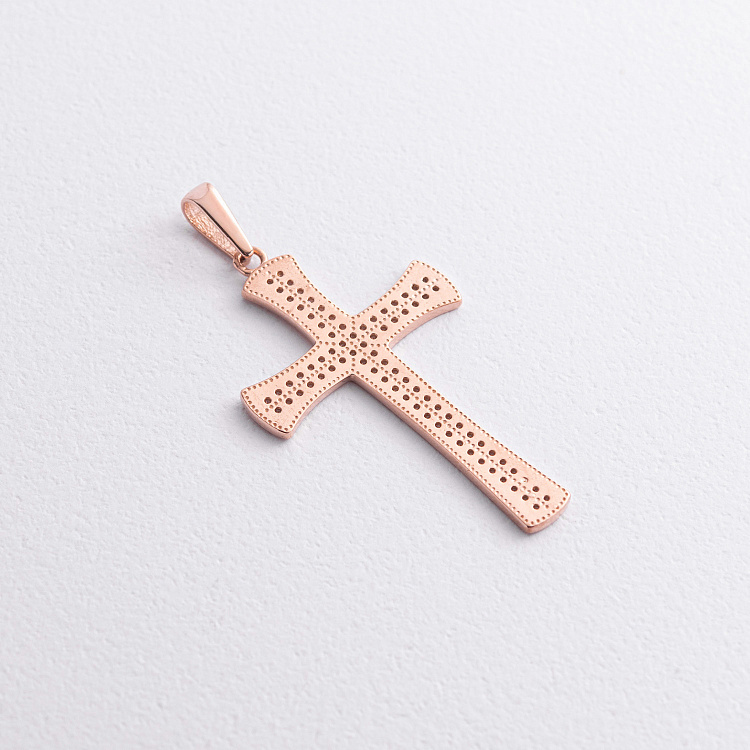 Крестик в красном золоте (фианиты) п04041 от ювелирного магазина Оникс - 1