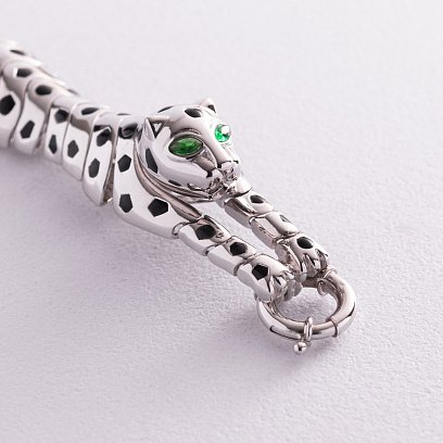 Золотий браслет "Пантера" (емаль, фіаніт) б03749 №3