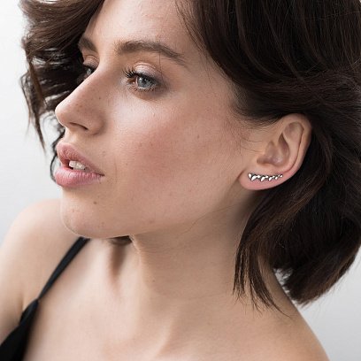 Золотые серьги - клаймберы "Сердечки" с06300 №2