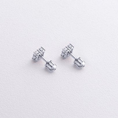 Серьги - пусеты "Fleur" с фианитами (белое золото) с09142 №3