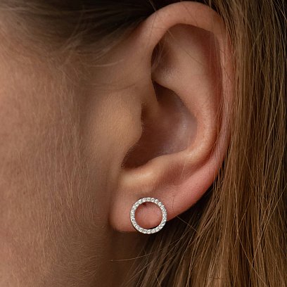 Золотые серьги - пусеты "Круговорот" с бриллиантами 323311121