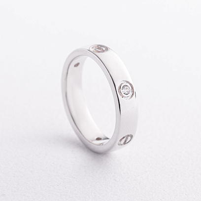 Серебряное кольцо "Love" с фианитами 112854 №2