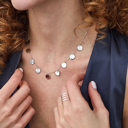 Серебряное колье "Монетки" (0.9 см) 18804