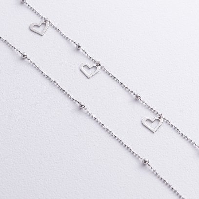 Серебряный браслет "Сердечки и шарики" на ногу 905-01602 №2