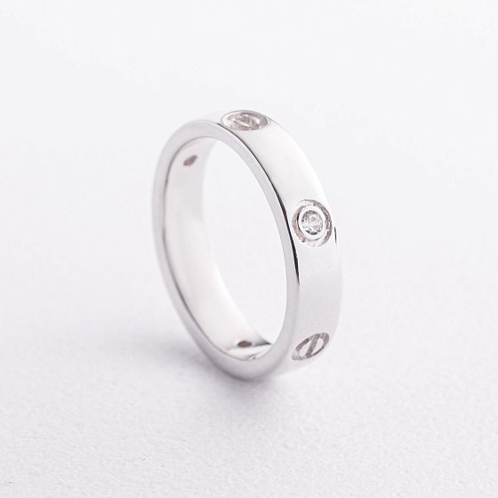 Серебряное кольцо "Love" с фианитами 112854 №3