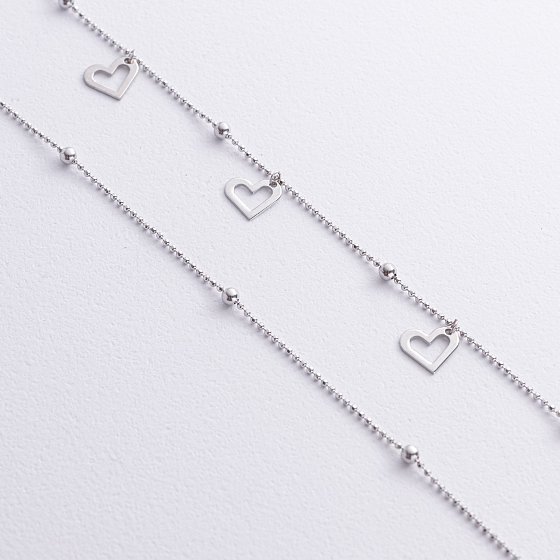 Серебряный браслет "Сердечки и шарики" на ногу 905-01602 №2