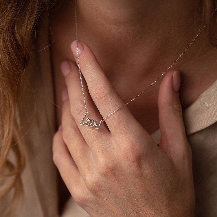 Кольє "Love" у білому золоті кол02266 від ювелірного магазину Онікс - 5