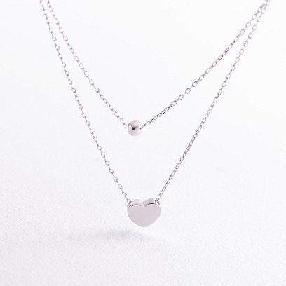 Двойное золотое колье "Шар и сердечко" кол02279