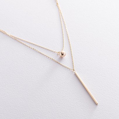 Двойное колье "Хлоя" с шариком в желтом золоте кол01891