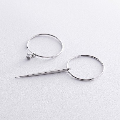 Срібні сережки - кільця "Асиметрія" 4853 №4